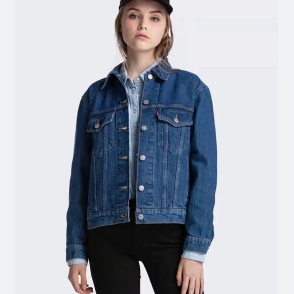 Levi’s Ex-Boyfriend Cotton Denim Trucker Jacket Size S - Picture 3 of 8